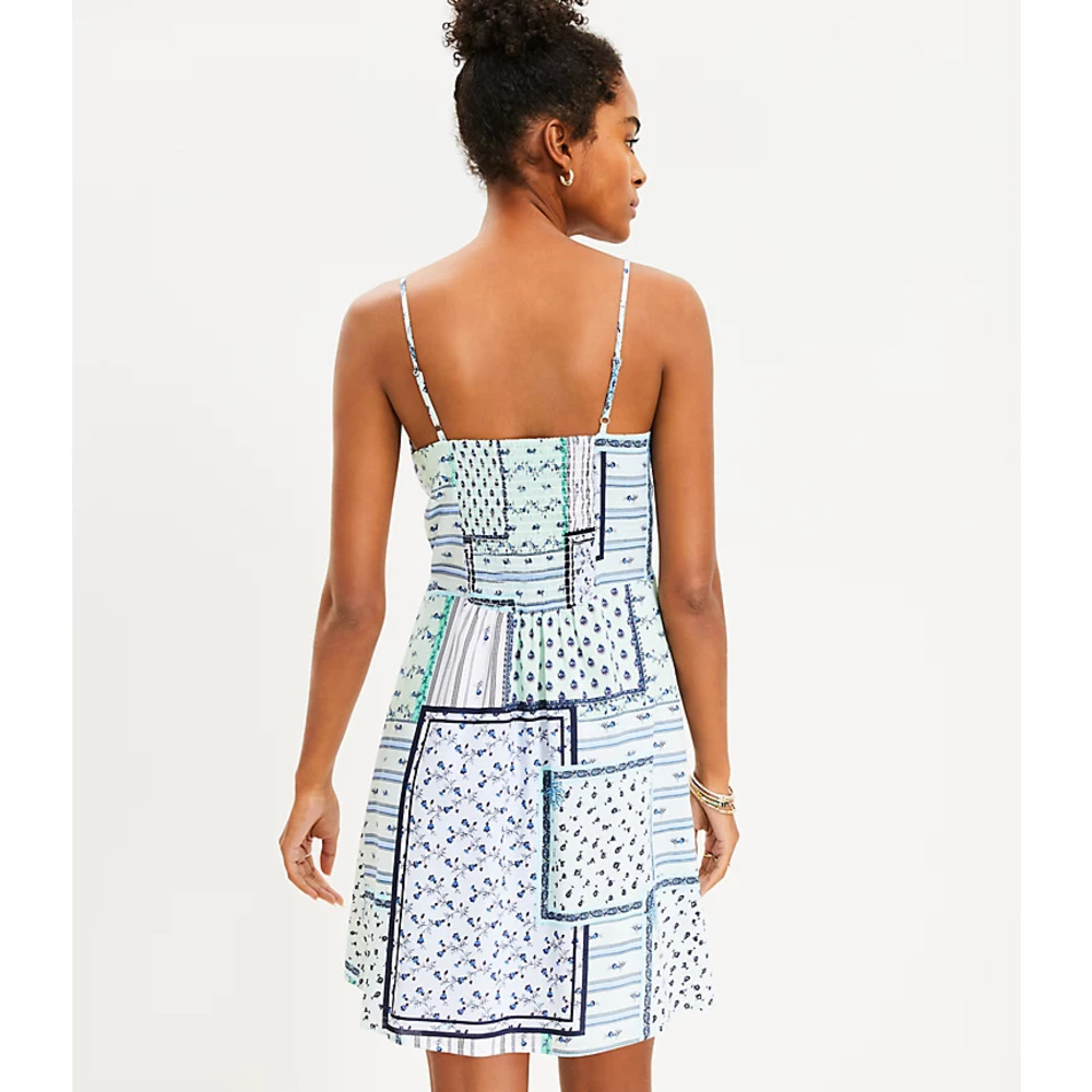 LOFT | TALL LENGTH Patchwork Floral Twist-Cutout Cami Dress - Picture 3 of 16